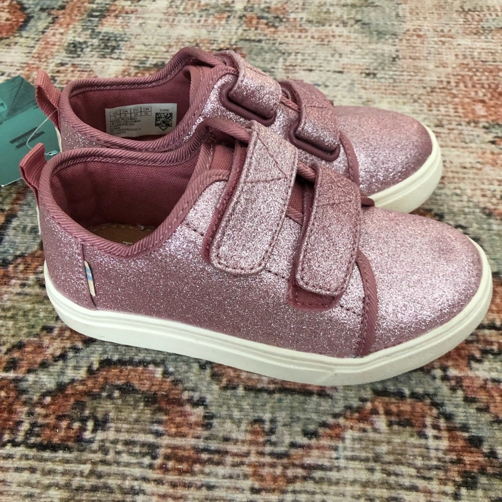 Toms Lenny double strap pink glitter sneaker